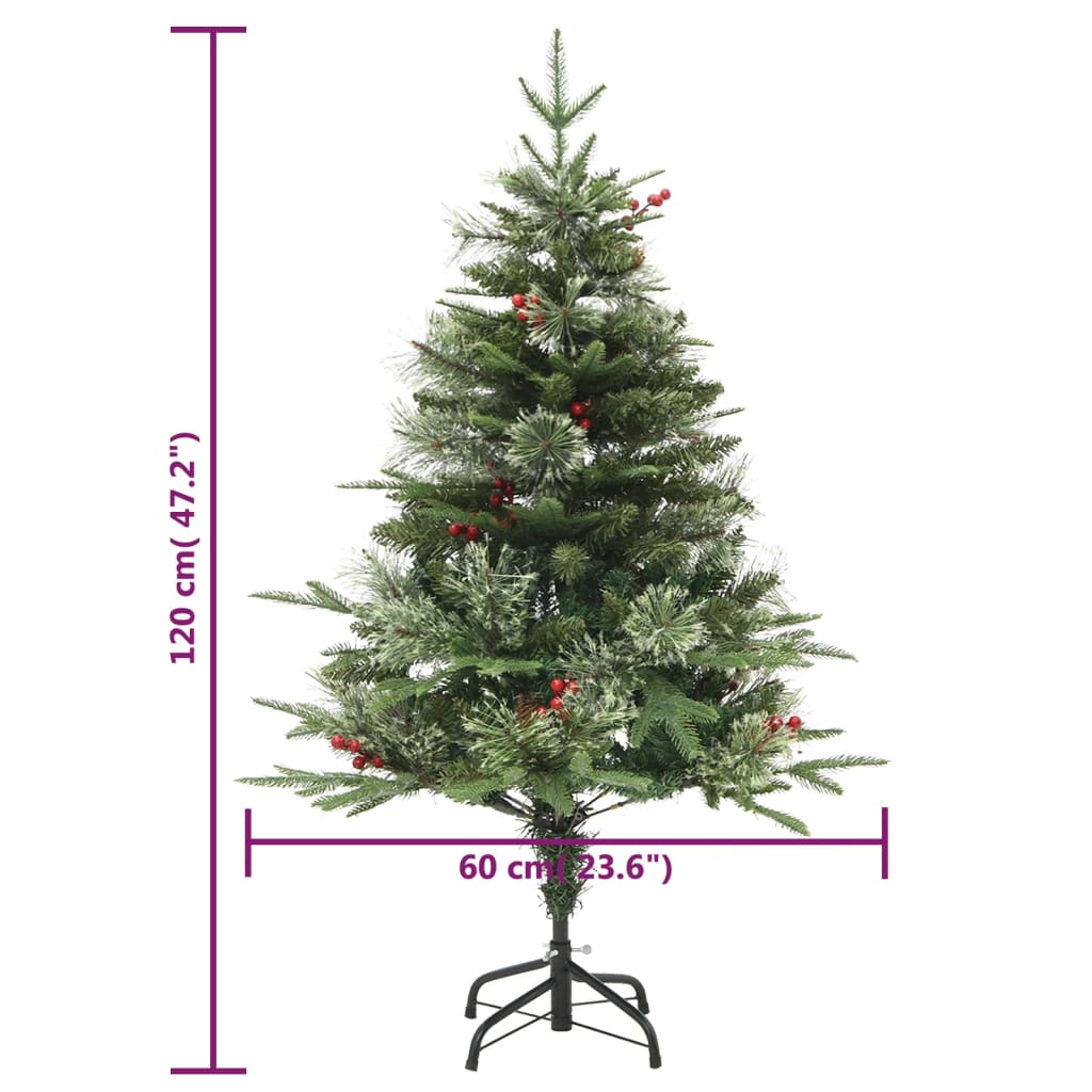 vidaXL Sapin de Noël avec lumières et pommes de pin Vert 120 cm