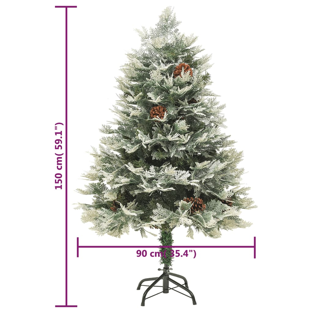 vidaXL Weihnachtsbaum mit Beleuchtung und Kiefernzapfen Grün 150 cm