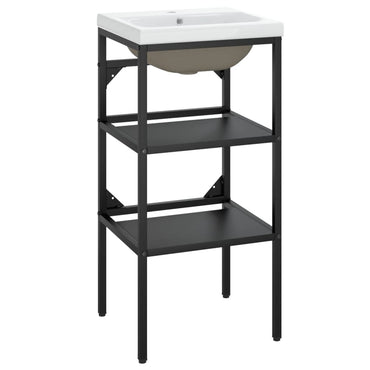 Meuble lavabo de salle de bain vidaXL avec lavabo fer noir