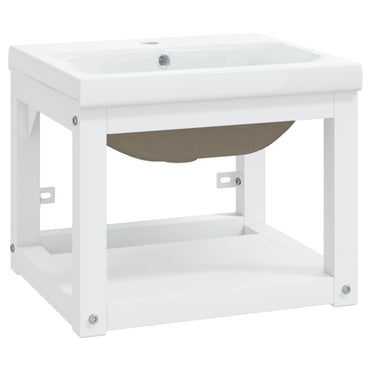 vidaXL Meuble de salle de bain avec vasque Blanc Fer