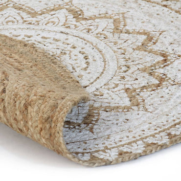 vidaXL Tapis en jute tressé imprimé 240 cm rond