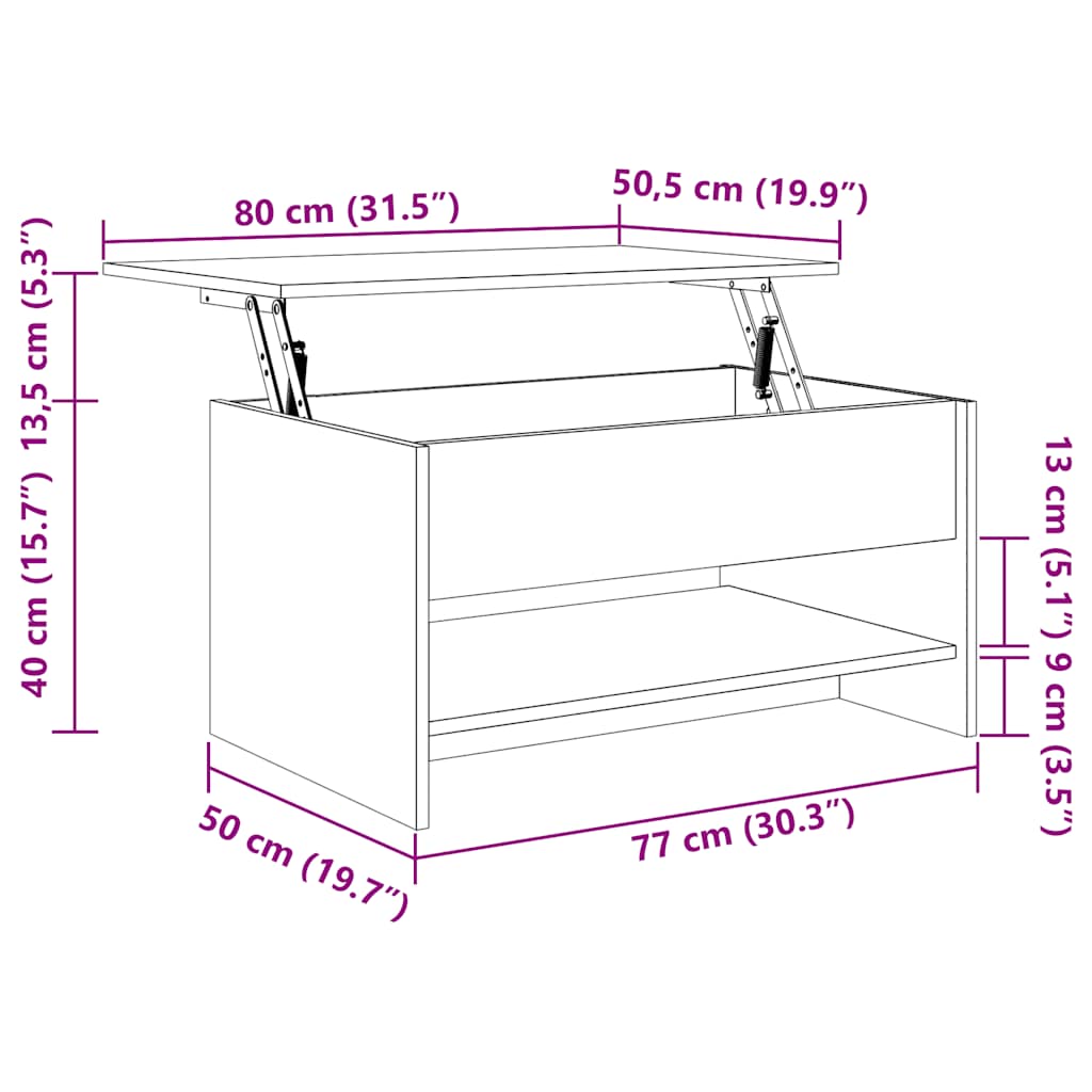 vidaXL Couchtisch Sonoma-Eiche 80x50x40 cm Holzwerkstoff