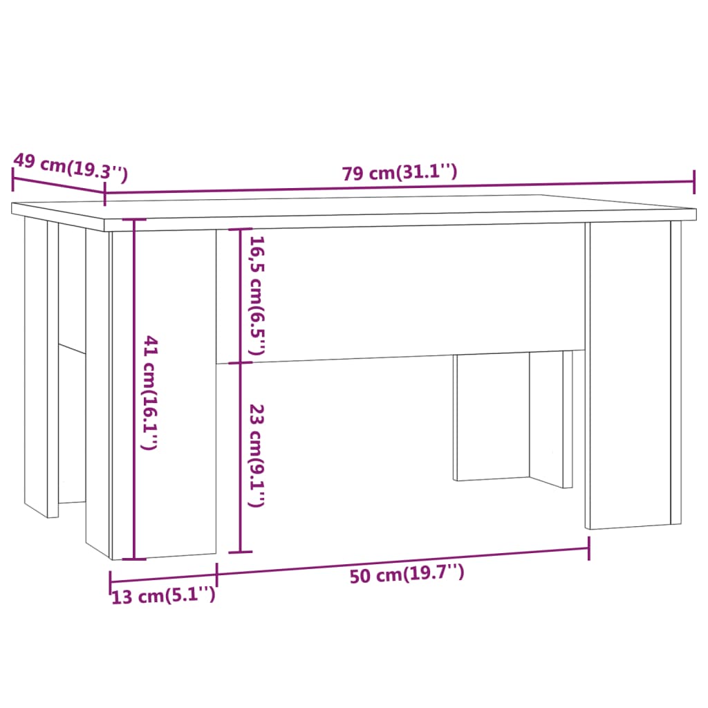 vidaXL Couchtisch Sonoma-Eiche 79x49x41 cm Holzwerkstoff