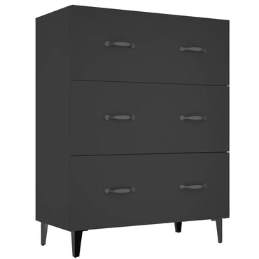 vidaXL Commode noire 69,5x34x90 cm en bois d'ingénierie