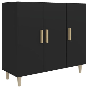 vidaXL Commode noir 90x34x80 cm Aggloméré