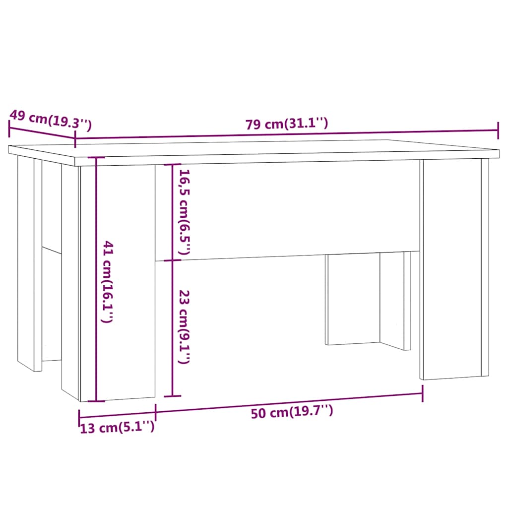 vidaXL Couchtisch Räuchereiche 79x49x41 cm Holzwerkstoff