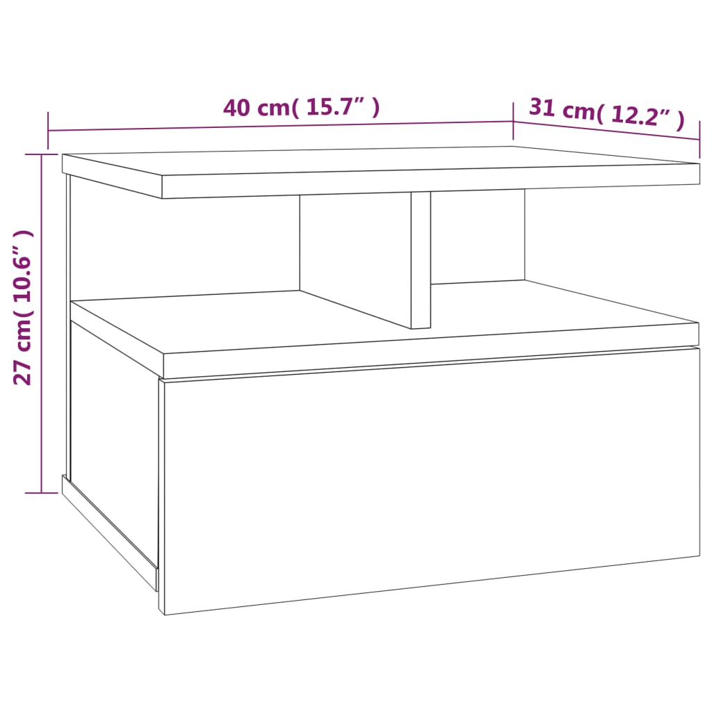 vidaXL Nachttisch 2Stk. Hängend Grau Sonoma 40x31x27 cm Holzwerkstoff