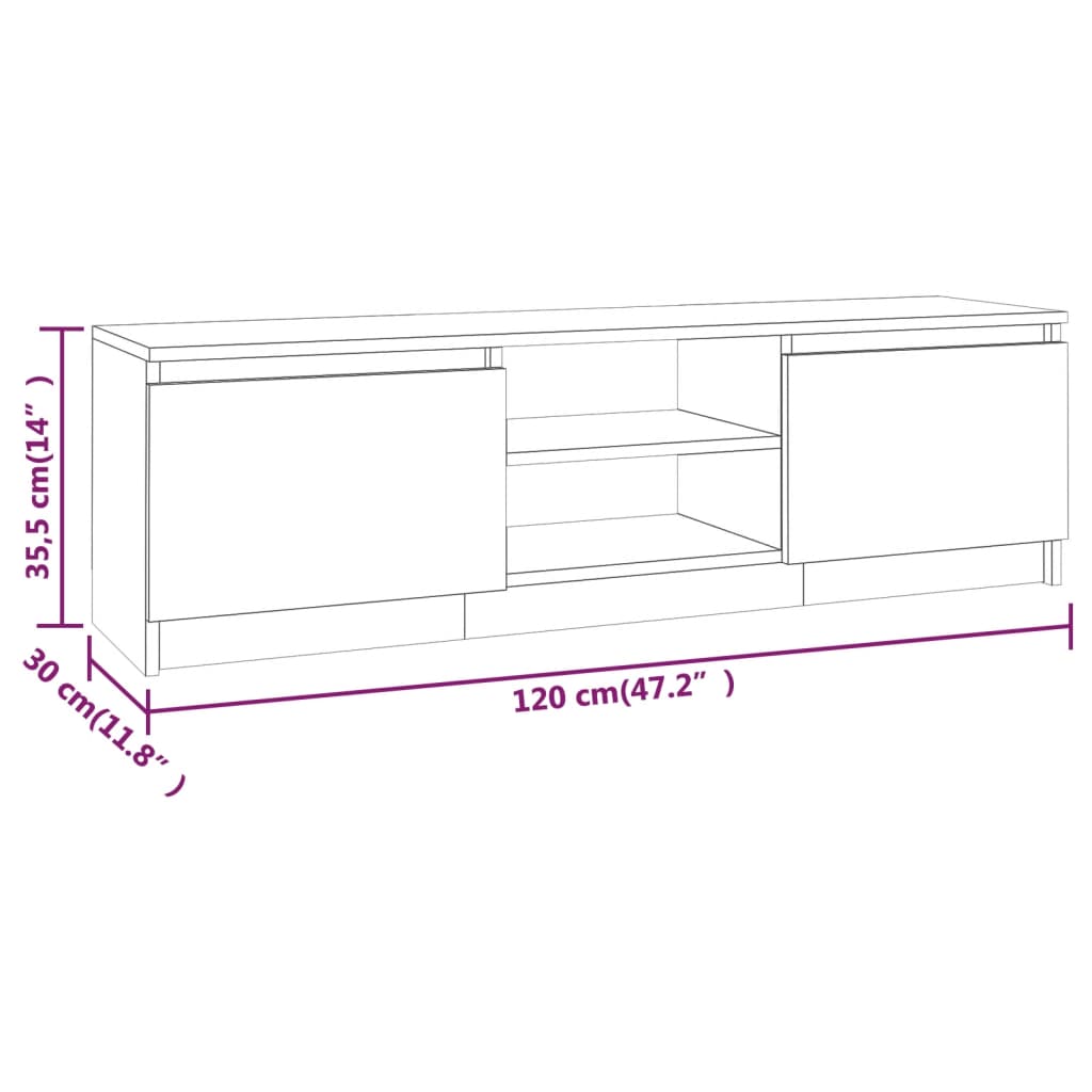 vidaXL Meuble TV chêne fumé 120x30x35,5 cm Aggloméré