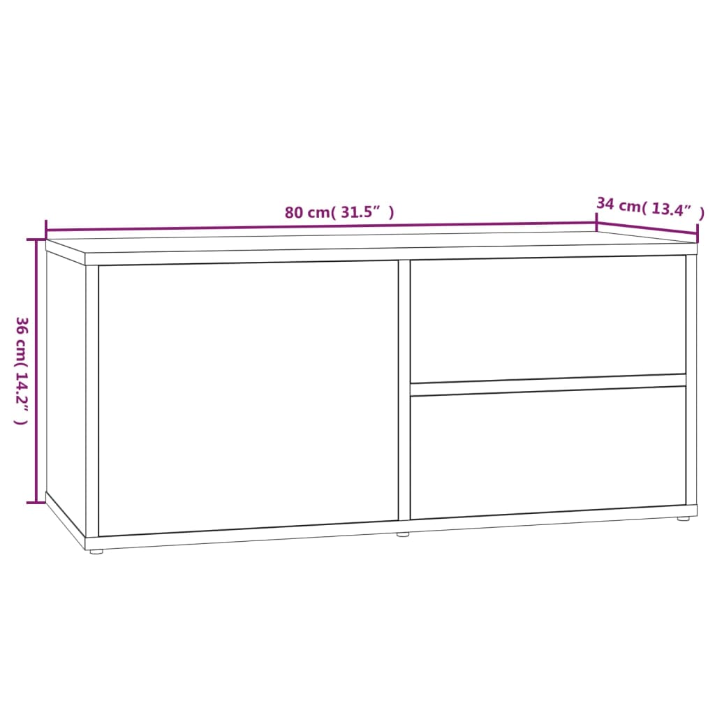 Meuble TV chêne fumé 80x34x36 cm bois d'ingénierie vidaXL