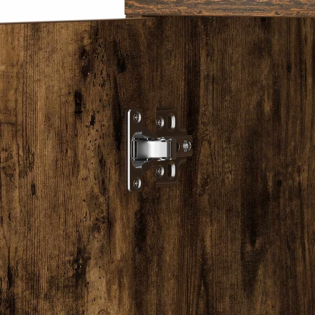 vidaXL Badezimmerschrank Räuchereiche 30x30x183,5 cm Holzwerkstoff