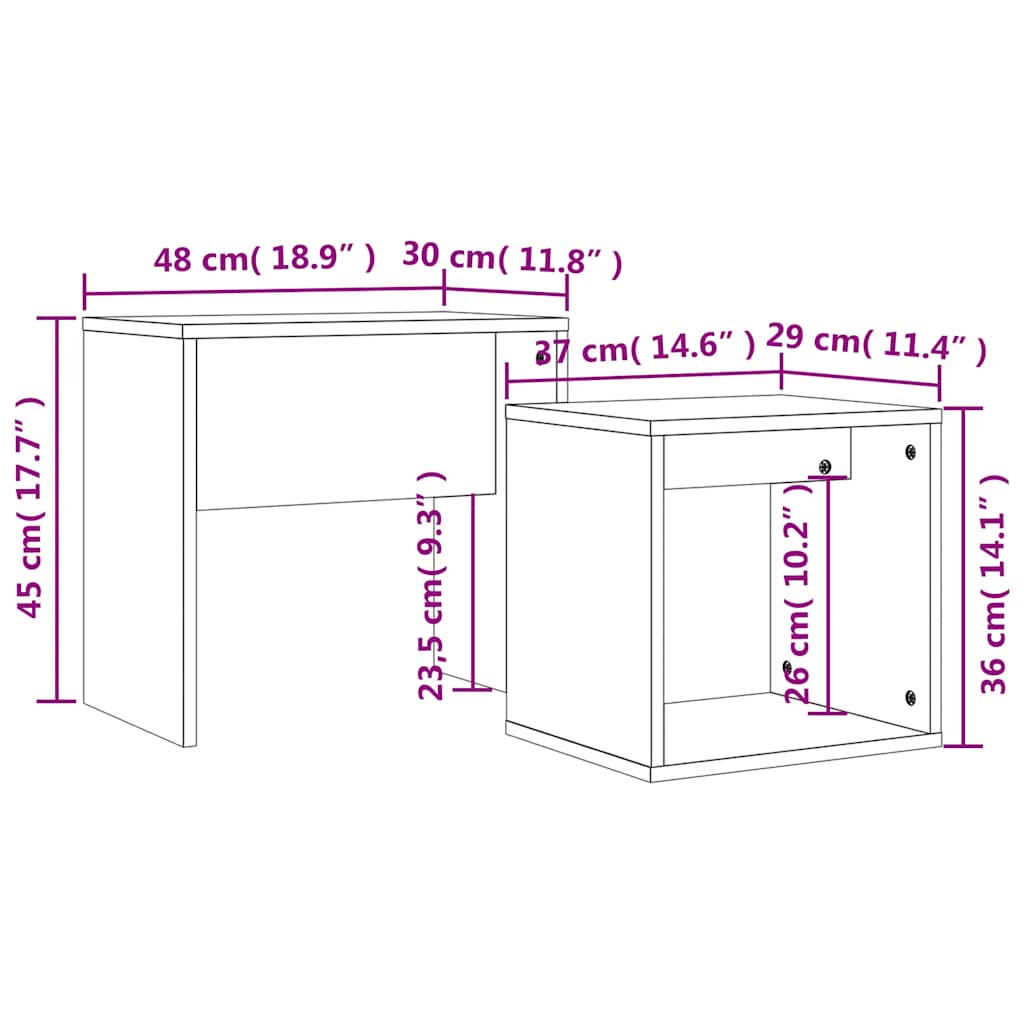 vidaXL Tables gigognes 2 pcs Aspect Chêne Marron Bois d'ingénierie