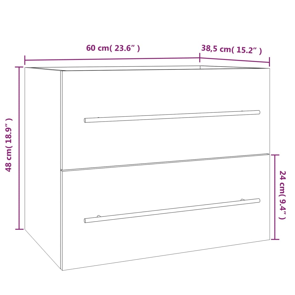 vidaXL Waschbeckenschrank Räuchereiche 60x38,5x48 cm Holzwerkstoff
