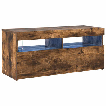 Meuble TV vidaXL avec lumières LED chêne fumé 90x35x40 cm