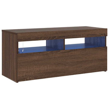 Meuble TV vidaXL avec lumières LED marron aspect chêne 90x35x40 cm