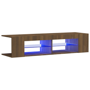 Meuble TV vidaXL avec lumières LED marron aspect chêne 135x39x30 cm