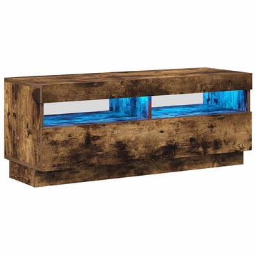 Meuble TV vidaXL avec lumières LED chêne fumé 100x35x40 cm