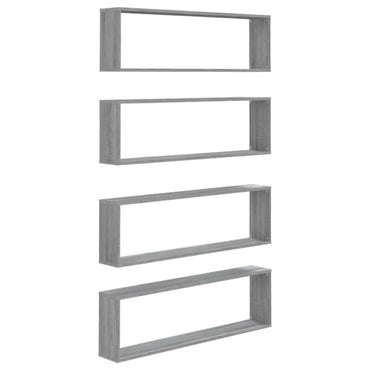 vidaXL Wandregale 4 Stk. Grau Sonoma 100x15x30 cm Holzwerkstoff