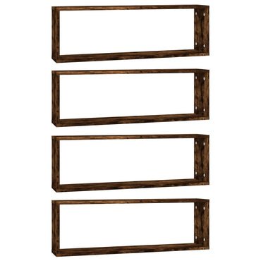 vidaXL Wandregale 4 Stk. Räuchereiche 80x15x26,5 cm Holzwerkstoff