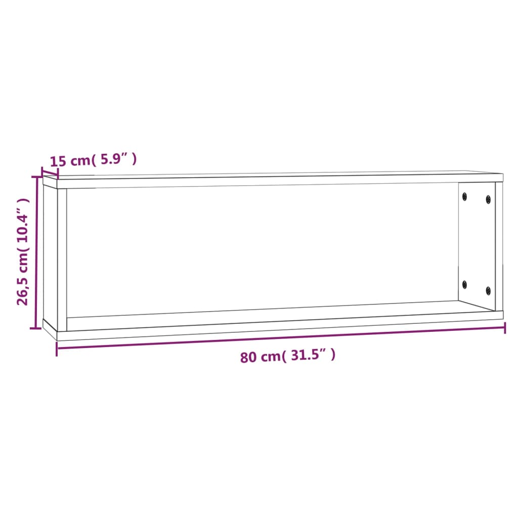 vidaXL Wandregale 2 Stk. Braun Eichen-Optik 80x15x26,5cm Holzwerkstoff