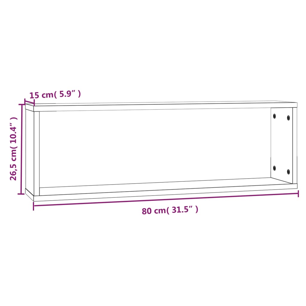 vidaXL Étagères murales 4 pcs Aspect chêne marron 80x15x26,5 cm Bois d'ingénierie