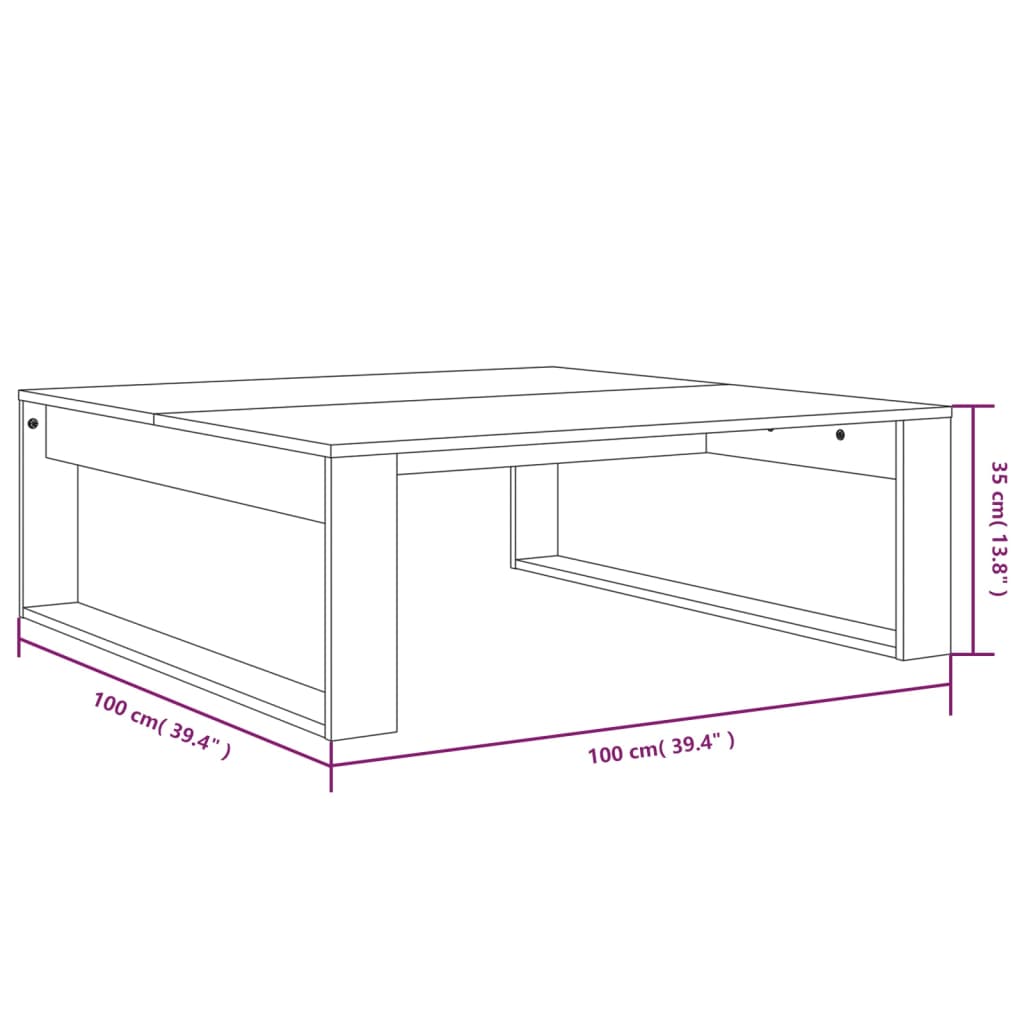 vidaXL Table basse chêne fumé 100x100x35 cm bois d'ingénierie