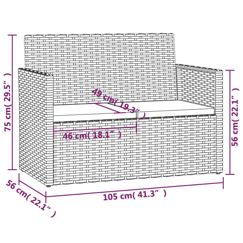 vidaXL 4-tlg. Garten-Lounge-Set mit Kissen Poly Rattan Schwarz
