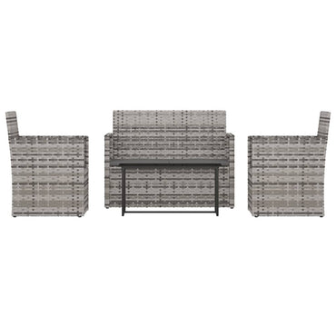 vidaXL Salon de jardin 4 pcs avec coussins résine tressée gris