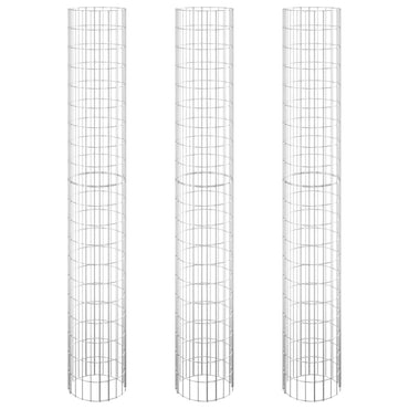 vidaXL Gabionen-Hochbeete 3 Stk. Rund Verzinkter Stahl Ø30x200 cm