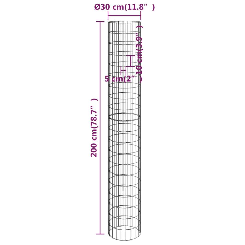 Jardinières gabions vidaXL 4 pcs Rondes Ø30x50/100/150/200 cm