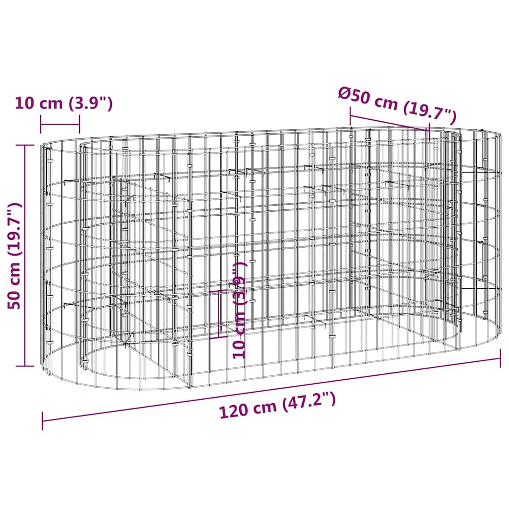 vidaXL Carré potager en gabions Acier galvanisé 120x50x50 cm