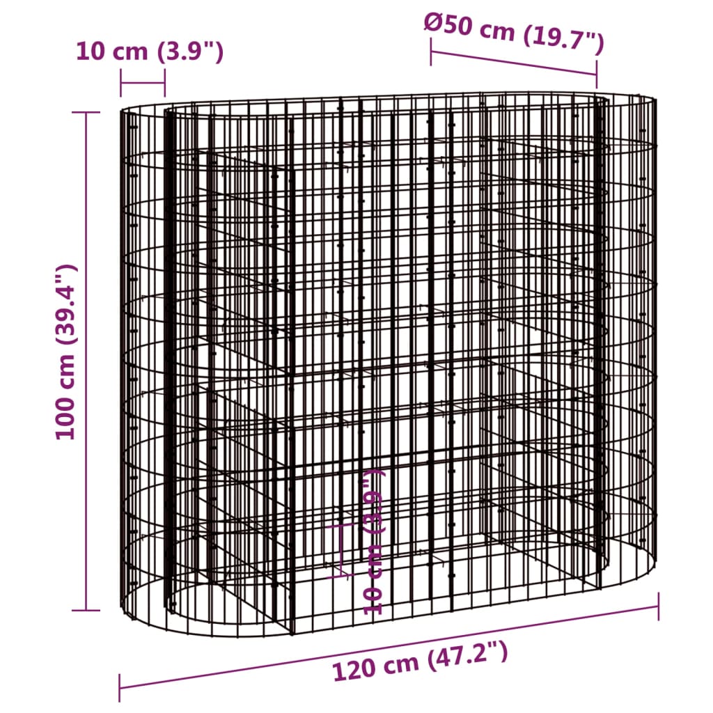 vidaXL Gabionen-Hochbeet Verzinktes Eisen 120x50x100 cm