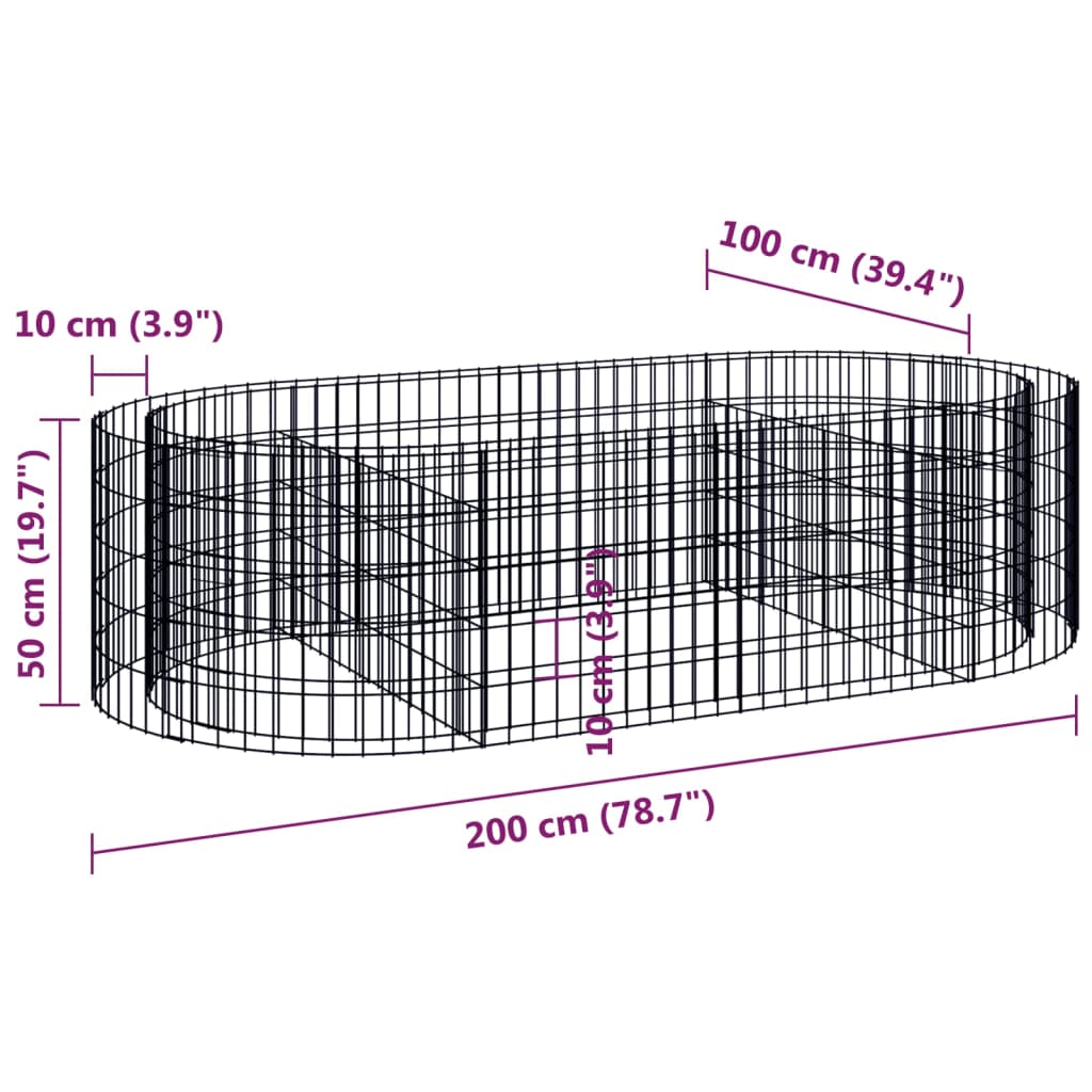 vidaXL Carré potager gabion en fer galvanisé 200x100x50 cm