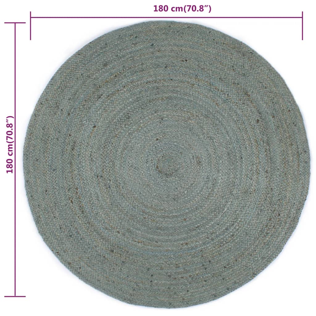 vidaXL Tapis fait à la main Jute Rond 180 cm Vert olive