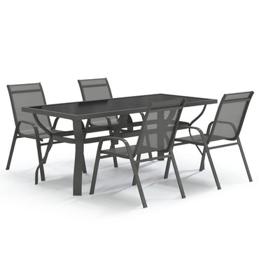 vidaXL Salle à manger de jardin 5 pcs Gris et noir