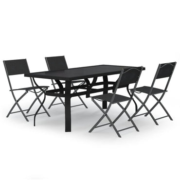 vidaXL Salle à manger de jardin 5 pcs Gris et noir