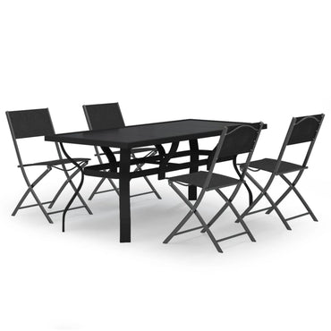 vidaXL Salle à manger de jardin 5 pcs Gris et noir