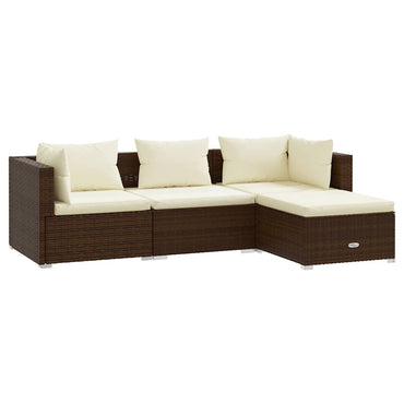 vidaXL Ensemble de salon de jardin 4 pcs avec coussins résine tressée marron