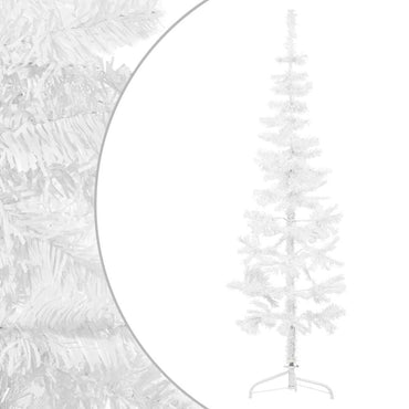 vidaXL Künstlicher Halb-Weihnachtsbaum mit Ständer Schlank Weiß 120 cm