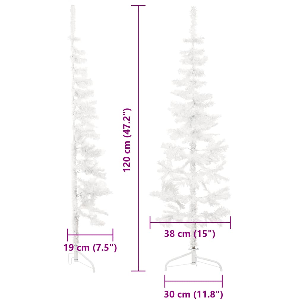 vidaXL Künstlicher Halb-Weihnachtsbaum mit Ständer Schlank Weiß 120 cm