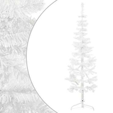 vidaXL Künstlicher Halb-Weihnachtsbaum mit Ständer Schlank Weiß 150 cm