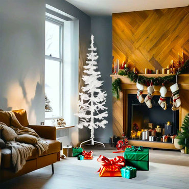 vidaXL Künstlicher Halb-Weihnachtsbaum mit Ständer Schlank Weiß 180 cm