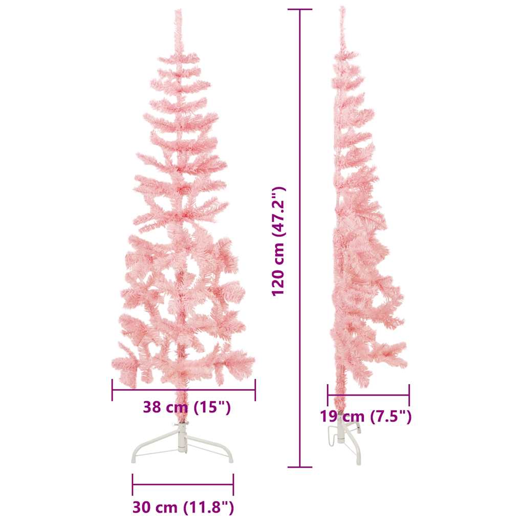 vidaXL Künstlicher Halb-Weihnachtsbaum mit Ständer Schlank Rosa 120 cm