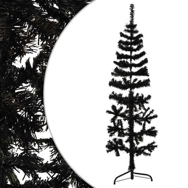vidaXL Künstlicher Halb-Weihnachtsbaum Ständer Schlank Schwarz 120 cm