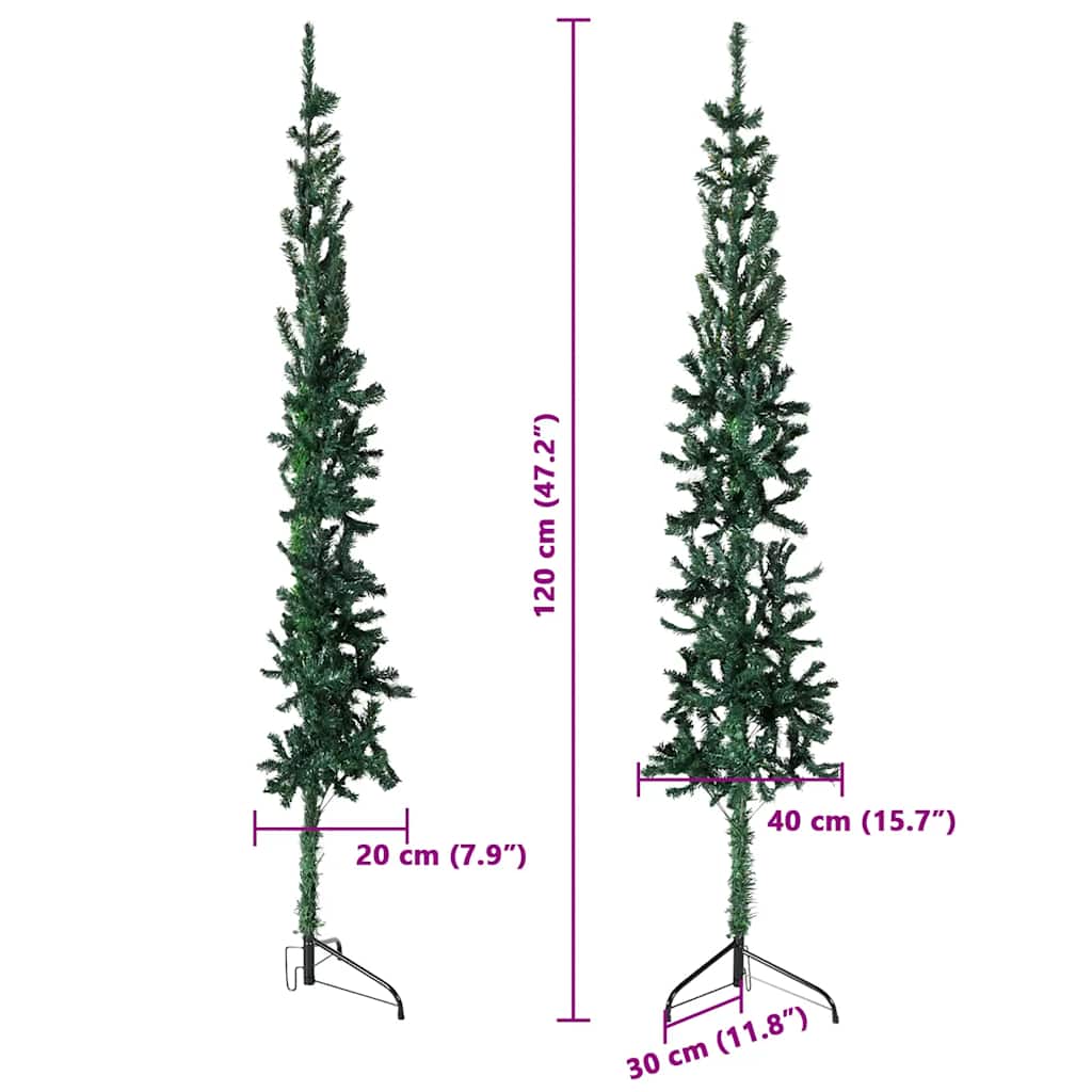 vidaXL Künstlicher Halb-Weihnachtsbaum mit Ständer Schlank Grün 120 cm