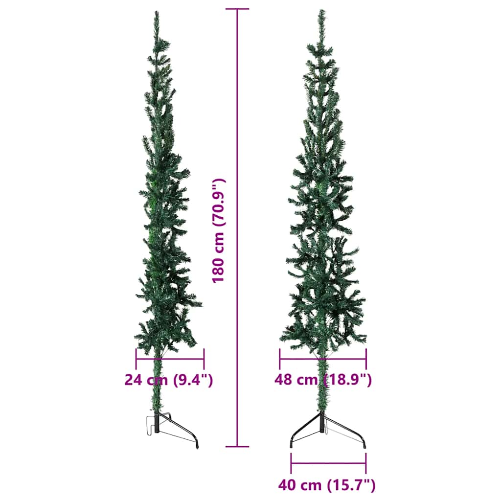vidaXL Künstlicher Halb-Weihnachtsbaum mit Ständer Schlank Grün 180 cm