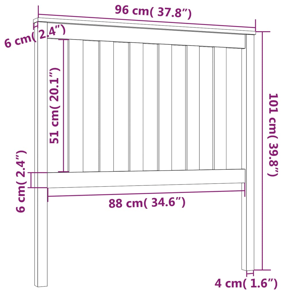 vidaXL Kopfteil Grau 96x6x101 cm Massivholz Kiefer