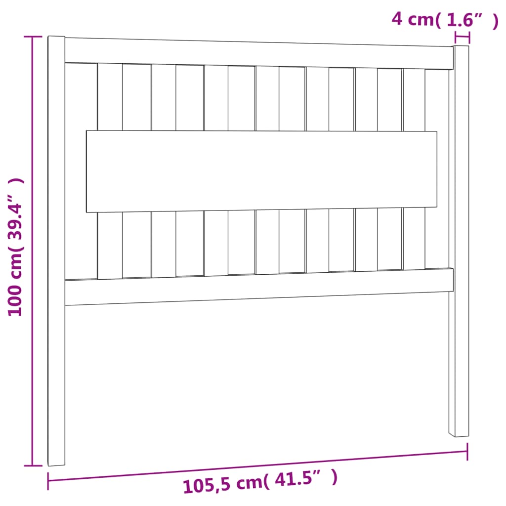 vidaXL Bett-Kopfteil 105,5x4x100 cm Massivholz Kiefer