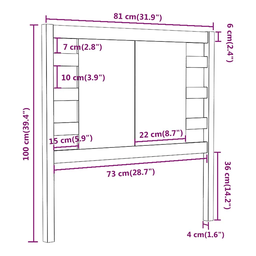 vidaXL Kopfteil Grau 81x4x100 cm Massivholz Kiefer