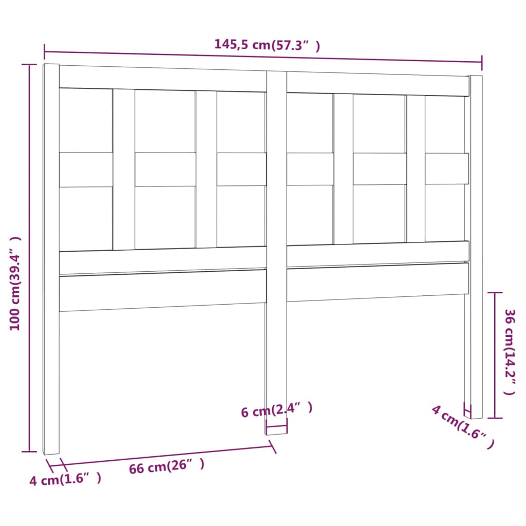 vidaXL Tête de lit marron miel 145,5x4x100 cm bois de pin massif