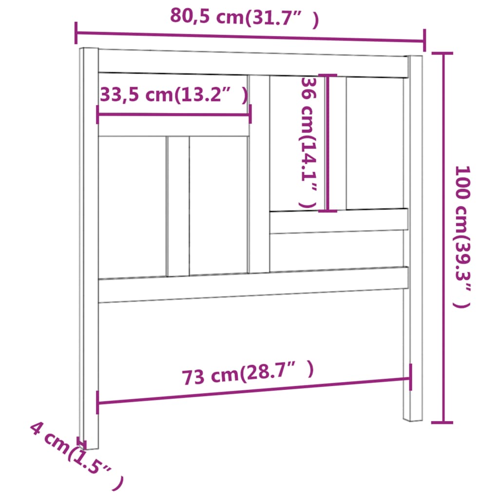 vidaXL Tête de lit Bois de pin massif marron miel 80,5x4x100 cm